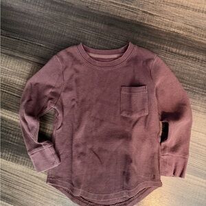 Little Bipsy waffle Kids Long Sleeve Maroon Top
